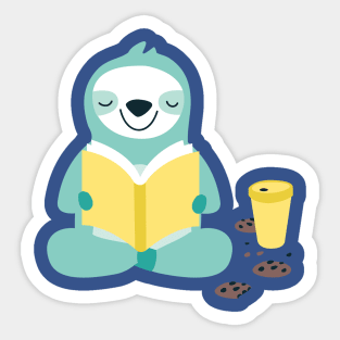 Lazy Sloth Reading Sticker